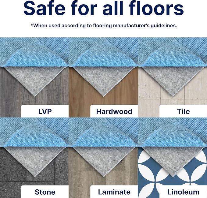 RUGPADUSA - Basics - 7'10" Round - 3/8" Thick - 100% Felt - Protective Cushioning Rug Pad - Safe for All Floors and Finishes Including Hardwoods