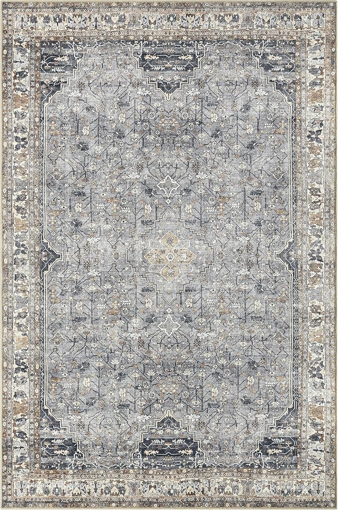 Keen Home Design 9x12 Rug - Machine Washable Area Rug with Non-Slip Backing, Ideal for Living Room, Dining Room, Bedroom - Vintage, Easy Clean, Durable, Low Pile Rug - (9' x 12')