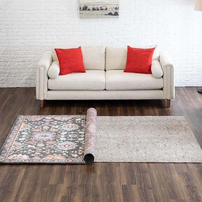 Mohawk Home Non Slip Rug Pad 7' 6" x 10'- 1/4" Thick Felt + Latex Rubber Gripper - Dual Surface Cushion for Hardwood, Carpet, Tile Floors, Made in USA
