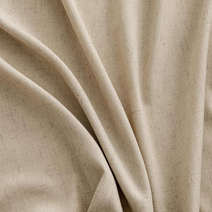 MIULEE Non-See-Through Privacy Linen Curtains 2 Panels, Light Filtering Window Curtains Farn House Textured Back Tab Semi Sheer Drapes for Bedroom Living Room, 52 x 84 Inches Long, Copper Brown