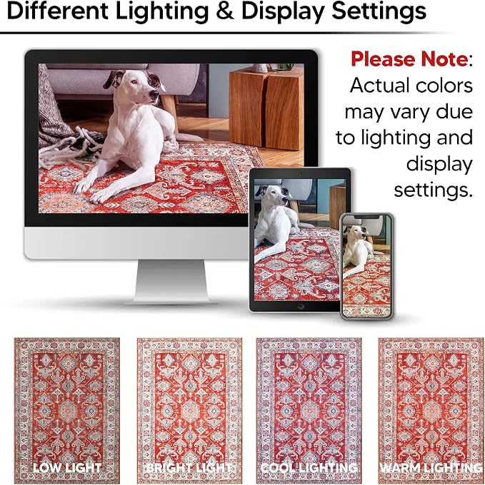Keen Home Design 10x14 Rug - Machine Washable Area Rug with Non-Slip Backing, Ideal for Living Room, Dining Room, Bedroom - Vintage, Easy Clean, Durable, Low Pile Rug - (9'7" x 14')