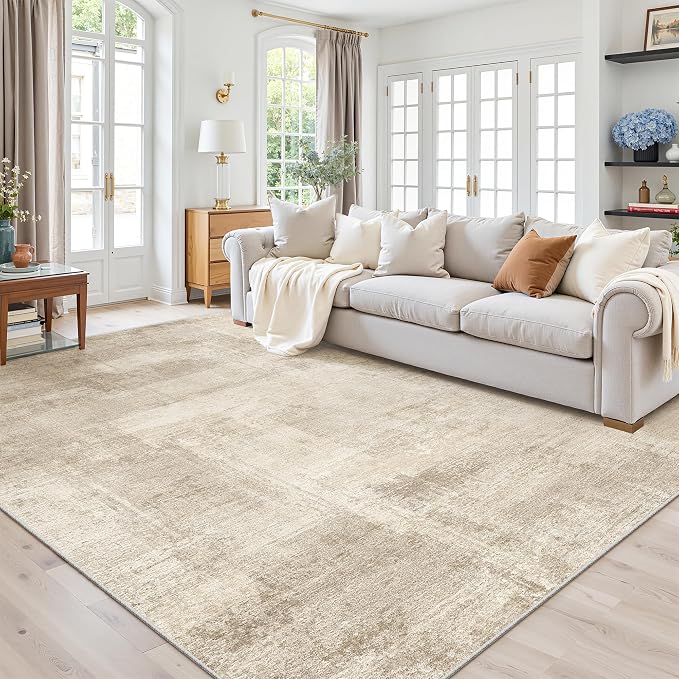 zesthome 7x9 Area Rugs for Living Room, Abstract Machine Washable Rug, Neutral Modern Soft Bedroom Rugs, Dining Room, Nursery, Non Slip Kitchen Carpet, Non-Shedding Indoor Home Office Rug