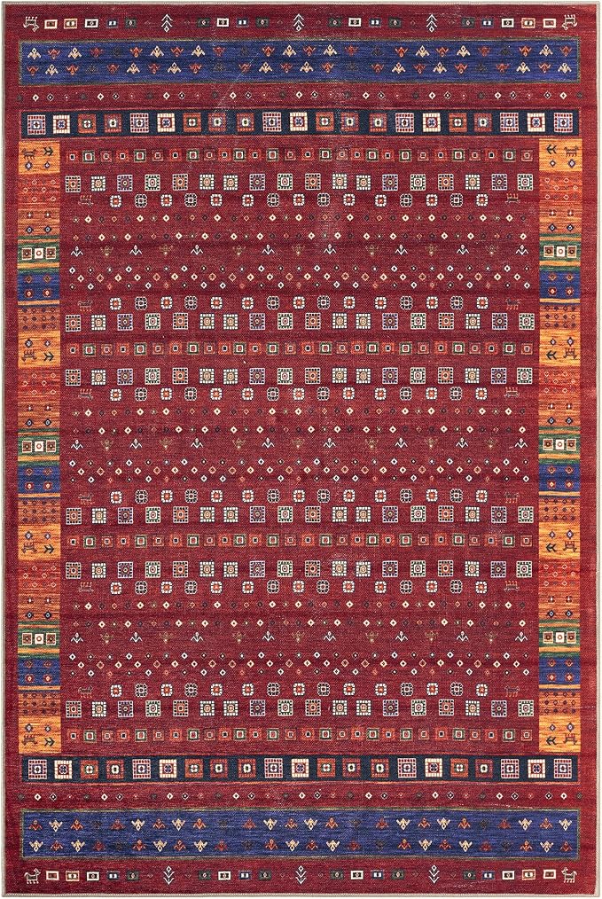 Keen Home Design 8x10 Rug - Machine Washable Area Rug with Non-Slip Backing, Ideal for Living Room, Dining Room, Bedroom - Vintage, Easy Clean, Durable, Low Pile Rug - (8' x 10')