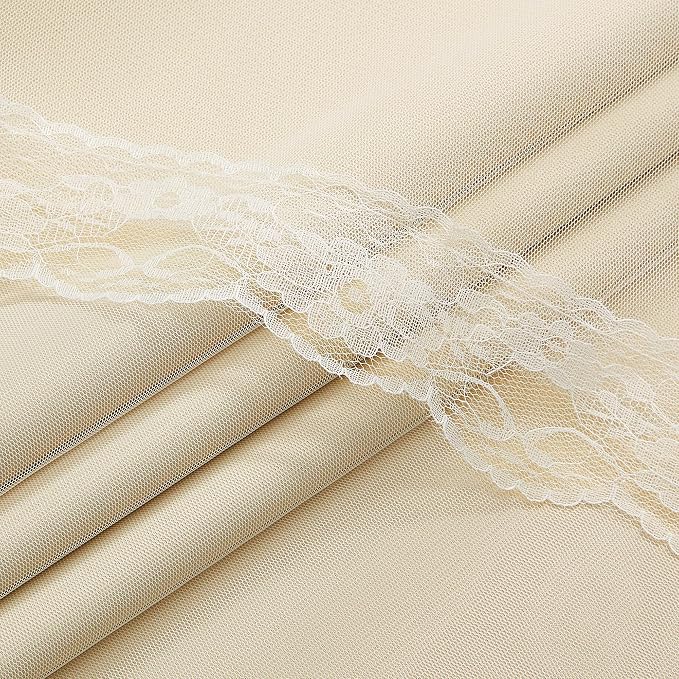 XiDi Full Blackout Beige Curtains with Sheer Overlay for Bedroom Living Room 2 Panels 96 Inches Long Double Layer Curtains for Kids Nursery Girls Light Block Room Darkening Grommet Drapes W52 x L96
