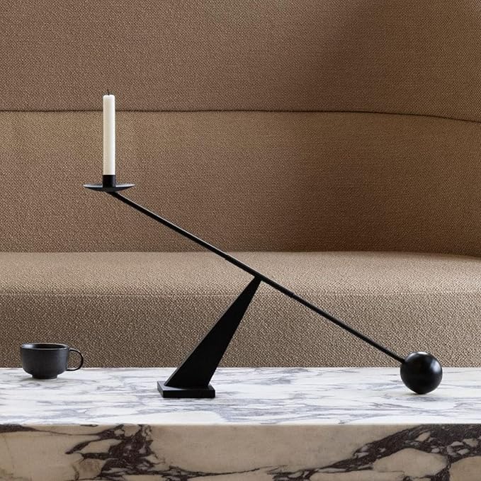 Black Metal Modern Candle Holder Candlestick Holders Decorative Candle Stand, Tapered Candle Holders Home Decoration 19 inch