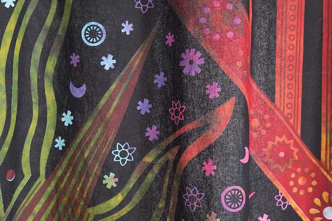 Popular Handicrafts Indian Burning Sun Moon Hippie Mandala Window Curtains for Doorways Closets - Gypsy Tye Dye Bohemian Beautiful Drapery Bedroom Livingroom Divider Balcony Valance Panels Golden