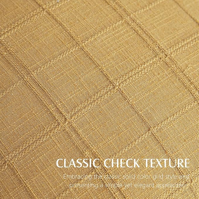 Foindtower Set of 2 Decorative Linen Check Throw Pillow Covers Neutral Farmhouse Vintage Cushion Covers Cozy Modern Boho Accent Home Decor for Sofa Chair Couch Bed Living Room,14×36 Inch,Amber Gold