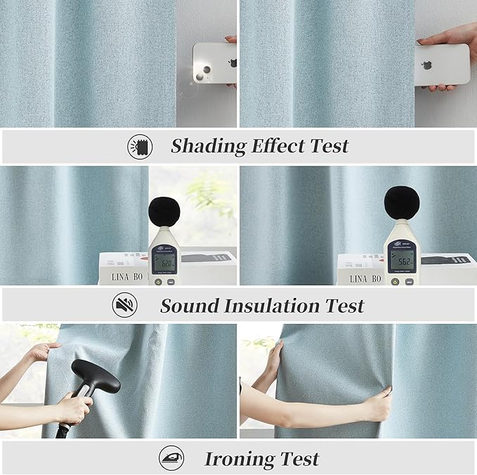 KEQIAOSUOCAI Short Blackout Curtains Light Blue for Kitchen - Total Blocking Out Draperies for Bathroom Bedroom W50 x L45 Back Tab Loop Pocket, 2 Panels