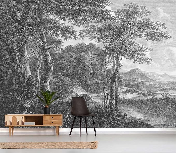 YQWDMX - Vintage Forest Peel and Stick Wallpaper Grey Jungle Mural for Bedroom ZY01 M
