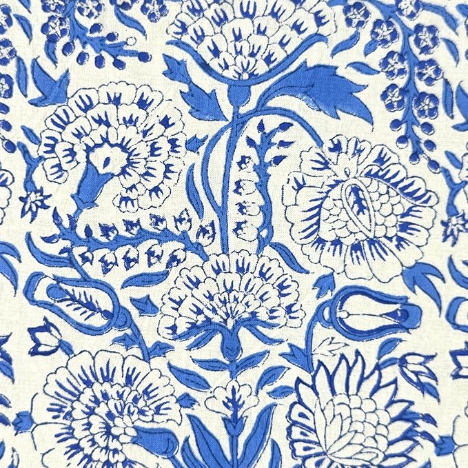 ATOSII Cotton Curtains 60" X 84" Inches Indigo Bloom