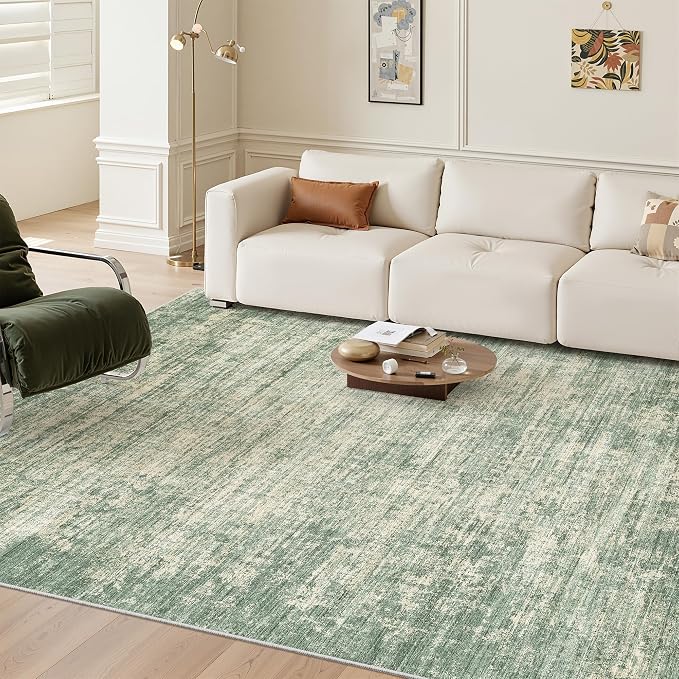 zesthome 5x7 Area Rugs, Modern Washable Rug, Non-Slip Rugs for Living Room, Stain Resistant Abstract Rugs, Ultra-Thin Indoor Area Rug 5x7, Home Decor Green Rug
