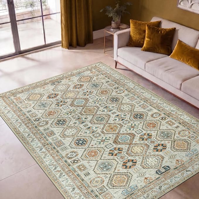 Keen Home Design 3x5 Rug - Machine Washable Entry Rug with Non-Slip Backing, Ideal for Enteryway, Kitchen, Bathroom, Laundry Room - Vintage, Easy Clean, Durable, Low Pile Rug - (3' x 5')