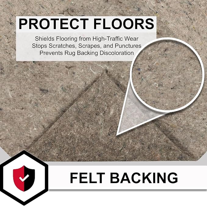 Mohawk Home Felt Rug Pad 7' x 9' - 3/8 Inch Thick Cushion for Area Rugs, Protective Underlay for Hardwood Floors, Comfort and Insulation – Felt Only Pad