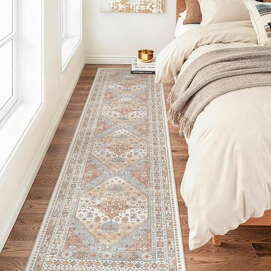 zesthome 2x8 Runner Rug, Washable Runners for Hallways with Rubber Backing, Stain Resistant Kitchen Rug, Soft Thin Carpet Runner for Entrance, Bedroom, Living Room Indoor(Orange,2'x8')