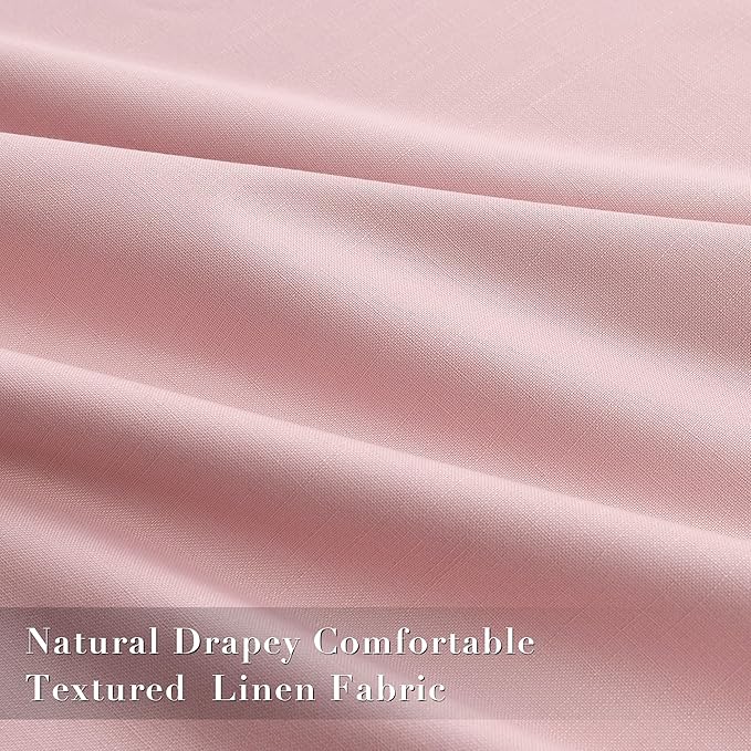 Joywell 100% Blackout Linen Curtains 108 Inch Long for Girls Bedroom Nursery Large Window Pink Black Out Curtain Back Tab Rod Pocket Thermal Insulated Drapes for Kids Room 2 Panels,52 x 108
