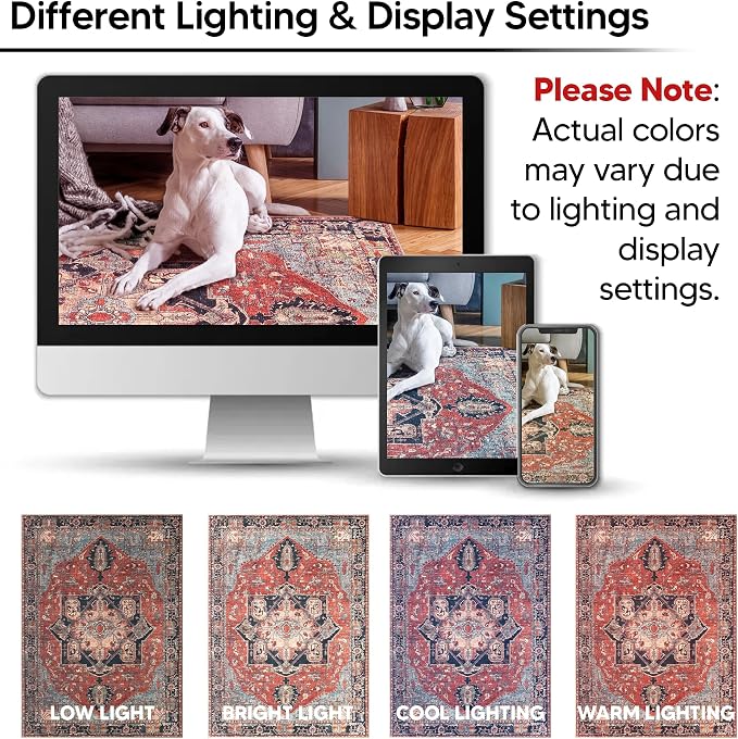 Keen Home Design 10x14 Rug - Machine Washable Area Rug with Non-Slip Backing, Ideal for Living Room, Dining Room, Bedroom - Vintage, Easy Clean, Durable, Low Pile Rug - (9'7" x 14')