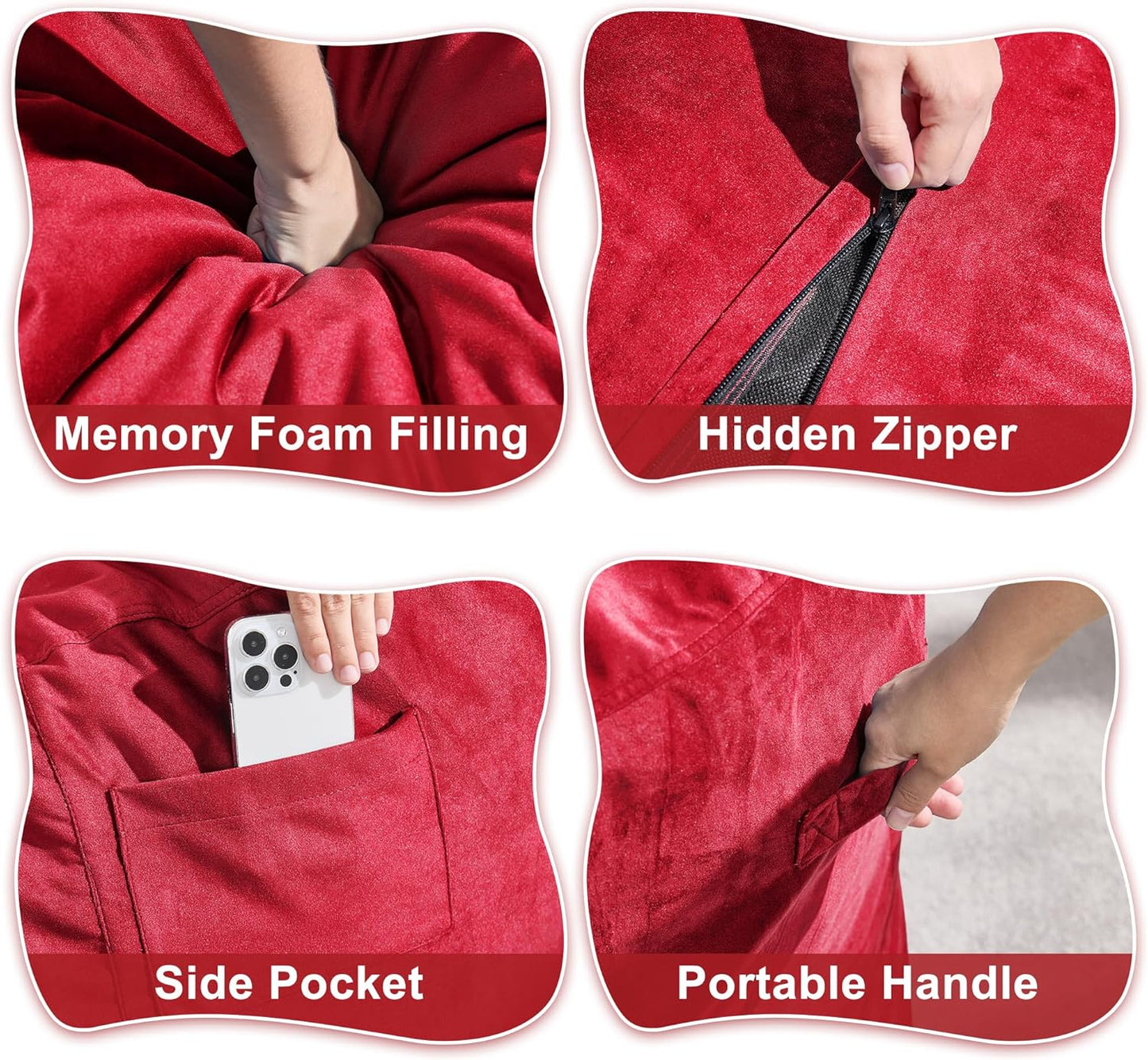 Hobestluk 4FT Bean Bag Chair Giant Bean Bag Chairs for Adults Large Bean Chairs with Removable Cover, Beanbag Chair with Filler, Adult Bean Bag Chairs for Living Room, Bedroom