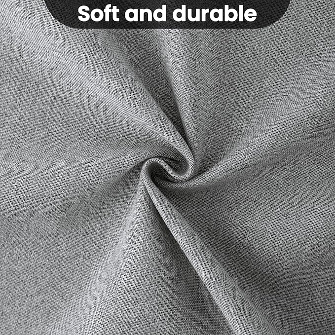 COSVIYA 100% Blackout Dove Grey Linen Curtains & Drapes 96 Inch Length 2 Panels Set, Full Room Darkening Grommet Insulated Thermal Window Panels for Bedroom/Living Room,52x96 inches