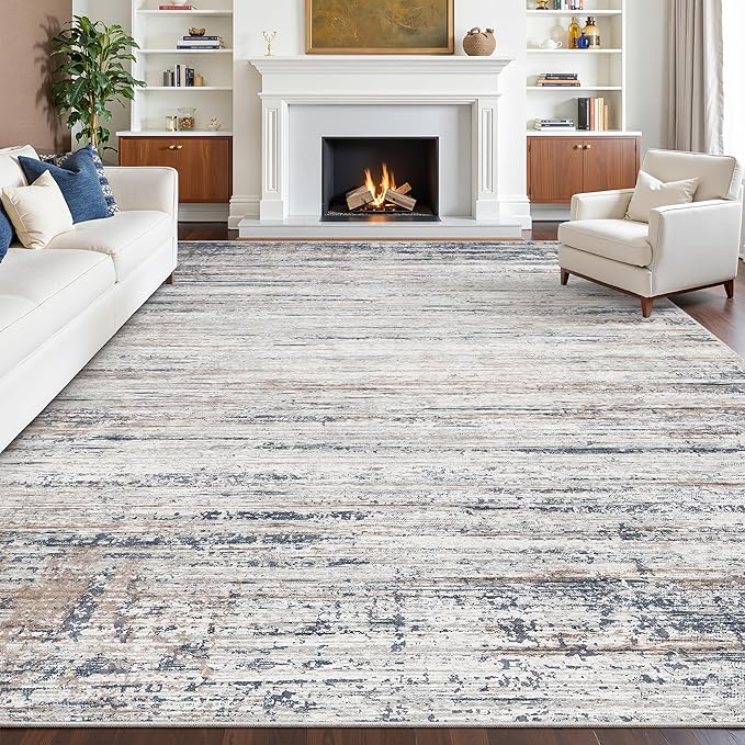 zesthome Area Rugs 8x10 for Living Room Machine Washable Large Rug Modern Abstract Soft Rugs, Indoor Low Pile Carpet with Non Slip Backing for Bedroom Dining Room Nursery(Blue Grey,8'x10')