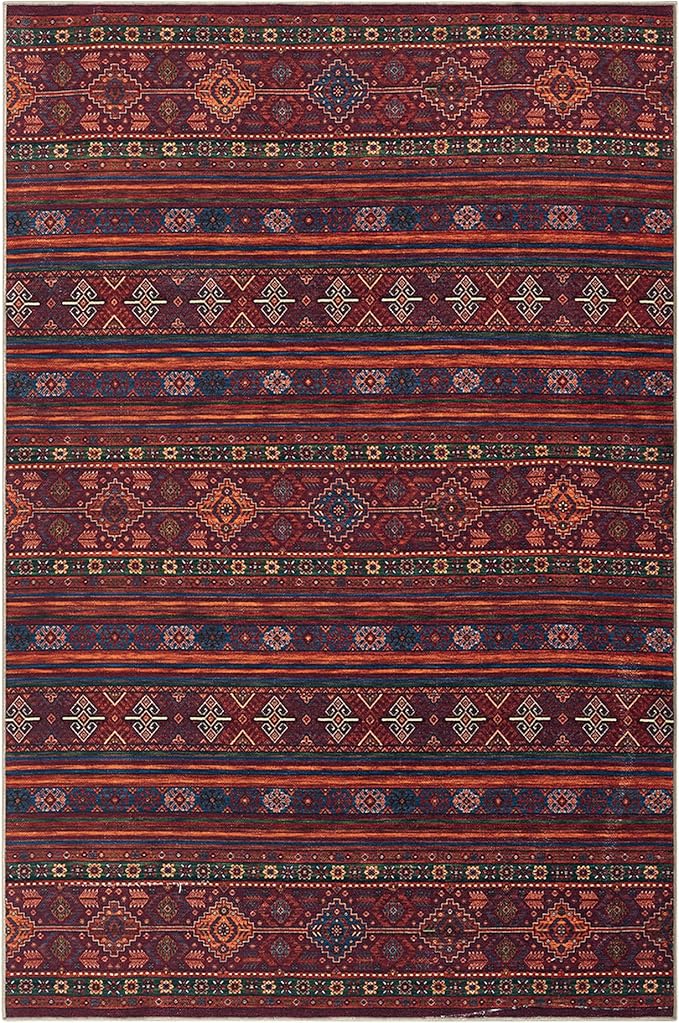 Keen Home Design 6x9 Rug - Machine Washable Area Rug with Non-Slip Backing, Ideal for Living Room, Dining Room, Bedroom - Vintage, Easy Clean, Durable, Low Pile Rug - (6' x 9')