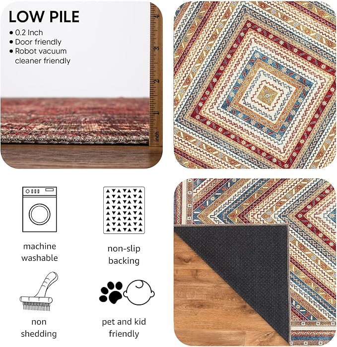 Keen Home Design 24"x36" Rug - Machine Washable Entry Rug with Non-Slip Backing, Ideal for Entryway, Kitchen, Bathroom, Laundry Room - Vintage, Easy Clean, Durable, Low Pile - (2' x 3')