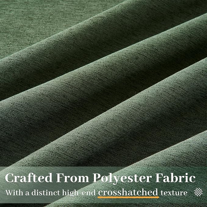 Olive Green Pleat Memory Shape Linen Curtains 90 Inch Length 2 Panels for Living Room, Cottagecore Farmhouse Loden Light Filtering Moss Office at Home Sheer Curtains 40"x90" Long