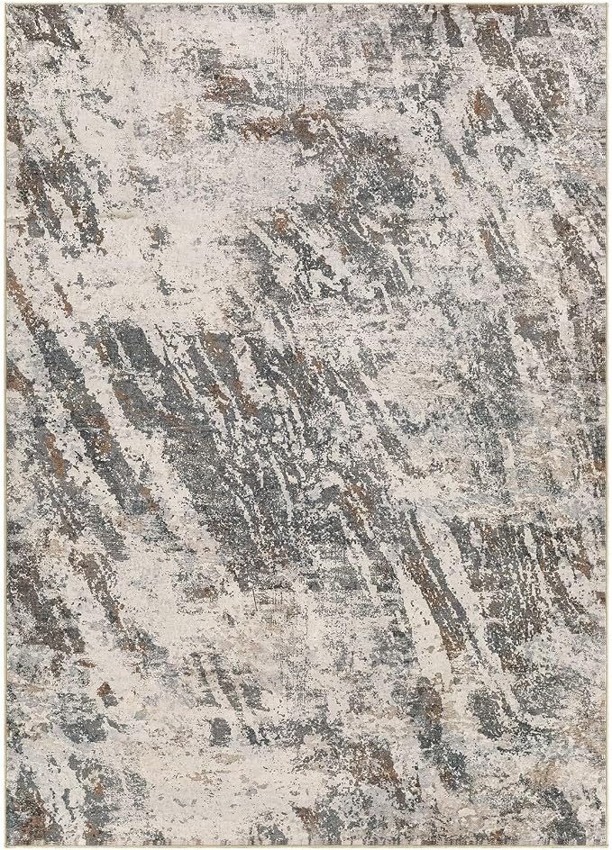 DMOYEST Area Rug Living Room Rugs - 9x12 Large Soft Indoor Neutral Modern Abstract Low Pile Washable Rug Carpet for Bedroom Dining Room Farmhouse Home Office-Dark Brown/Grey