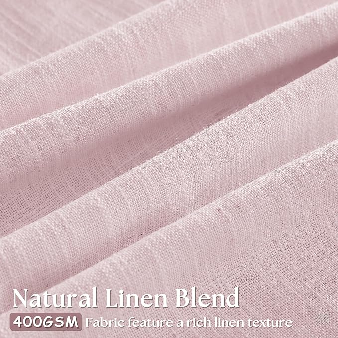 TWODRAPES Pinch Pleat Light Pink Semi Sheer Curtains 108 Inches Long for Girls Bedroom Living Room Light Filtering Pleated Linen 108 Inch Curtains Drape Window 2 Panels Set Pink Blush Babys Nursery