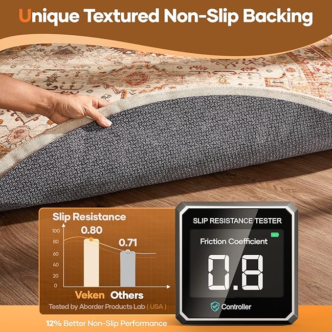 Veken 8 Ft Round Non Slip Cushioned Rug Pad Gripper, Felt and Silicone Backing, 1/4 inch Thick Carpet Liner for Hardwood Floors and Finishes, Under Area Rugs Anti Skid Mat, Keep Rugs Safe and in Place