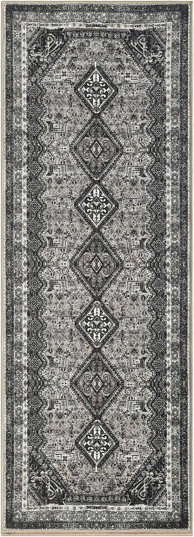 Keen Home Design 30"x144" Rug - Machine Washable Runner Rug with Non-Slip Backing, Ideal for Hallway, Entryway, Kitchen, Laundry Room - Vintage, Easy Clean, Durable, Low Pile - (2'6" x 12')