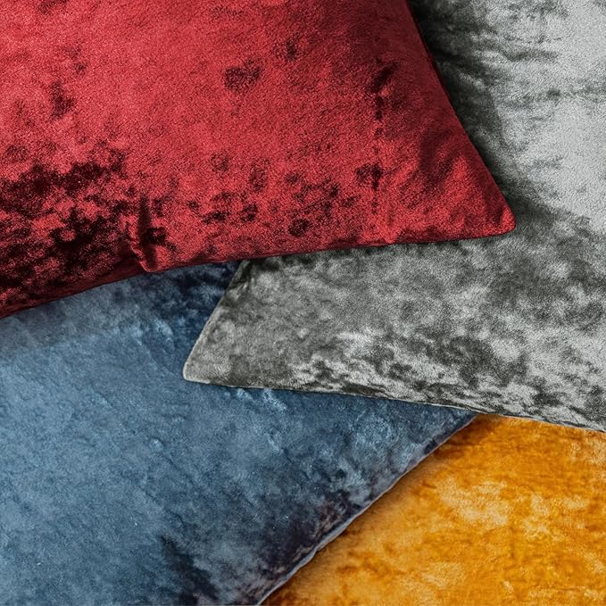 Set of 2 Blue Gray Decorative Velvet Throw Pillow Covers 24x24 Inches, Soft Neutral Accent Pillow Cases with Vintage Textured Farmhouse Couch Cushion Covers for Luxurious Home Decor