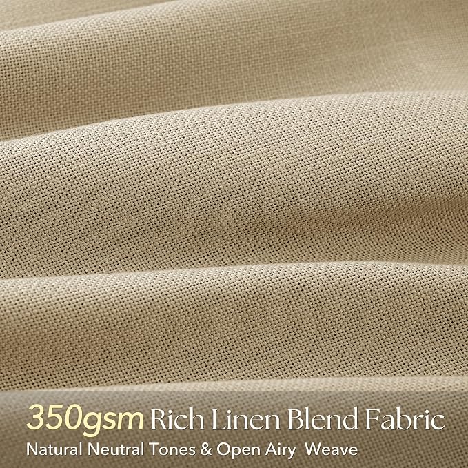 Tan Curtains 102 inches Long 2 Panel Set for Living Room Camel Beige Rustic Farmhouse Pinch Pleated Drapes Memory Trained Light Filtering Linen Curtain with Pinch Pleat Clips 102" Length Kahki