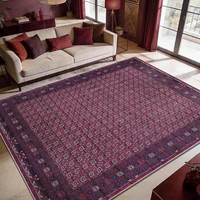 Keen Home Design 10x14 Rug - Machine Washable Area Rug with Non-Slip Backing, Ideal for Living Room, Dining Room, Bedroom - Vintage, Easy Clean, Durable, Low Pile Rug - (9'7" x 14')