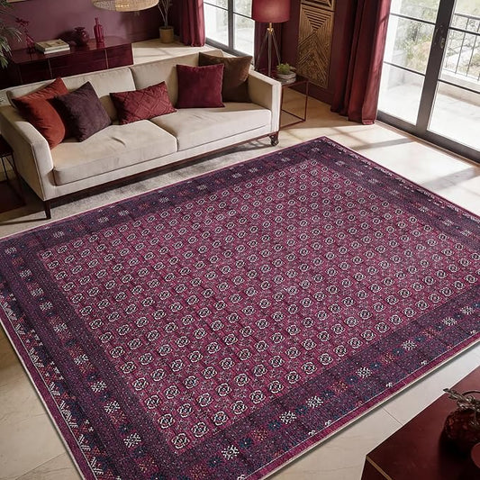 Keen Home Design 10x14 Rug - Machine Washable Area Rug with Non-Slip Backing, Ideal for Living Room, Dining Room, Bedroom - Vintage, Easy Clean, Durable, Low Pile Rug - (9'7" x 14')