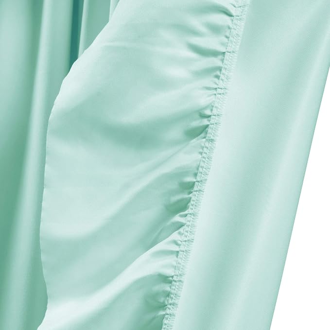 Lush Decor Reyna Ruffle Window Curtain Panel Set, Pair, 54" W x 84" L, Light Blue - Flowy Curtain - Romantic Ruffle Curtains for Bedroom, Living room, or Dining Room - Farmhouse & Cottage Home Decor