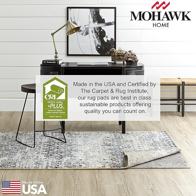 Mohawk Home Non Slip Rug Pad 8' Round - 1/2" Thick Felt + Latex Rubber Gripper - Dual Surface Cushion for Hardwood, Carpet, Tile Floors, Made in USA