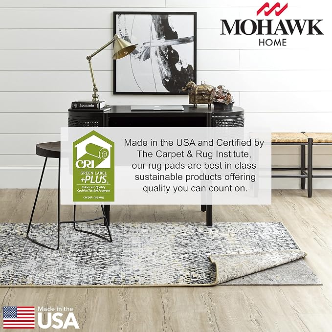 Mohawk Home Non Slip Rug Pad 2' x 8' - 1/2" Thick Felt + Latex Rubber Gripper - Dual Surface Cushion for Hardwood, Carpet, Tile Floors, Made in USA