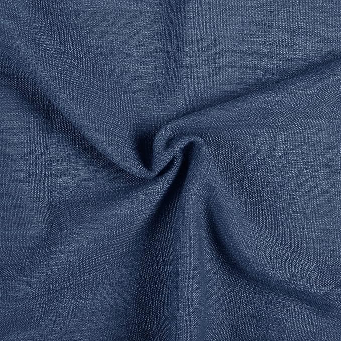 TWOPAGES 42" W x 45" L Linen Blend Cafe Curtains for Kitchen Window, Light Filtering Pinch Pleated Tier Curtains, Modern Farmhouse Half Window Curtains for Bathroom, Navy Blue, 2 Panels