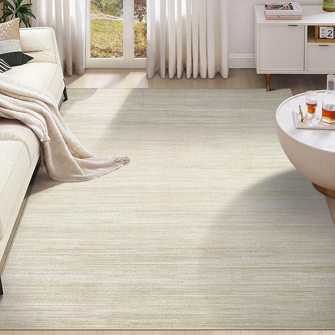 UERMEI 10x12 Washable Area Rug - Neutral Modern Abstract Living Room Rugs, Non-Slip Soft Large Indoor Floor Carpet for Bedroom Home Office & Under Dining Table Decor, Brown/Beige