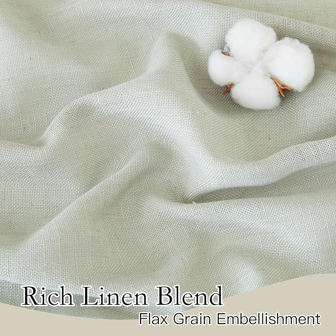 RYB HOME Semi Sheer Curtains - Linen Texture Farmhouse Sun Protection Semi Transparent Lightweight for Closet Laundry Room Bathroom, W 52 x L 45 inches, Sage Green, 2 Panels