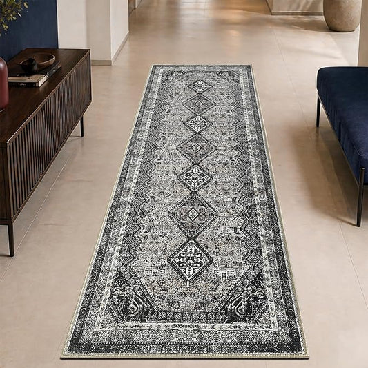 Keen Home Design 30"x84" Rug - Machine Washable Runner Rug with Non-Slip Backing, Ideal for Hallway, Entryway, Kitchen, Laundry Room - Vintage, Easy Clean, Durable, Low Pile Rug - (2'6" x 7')