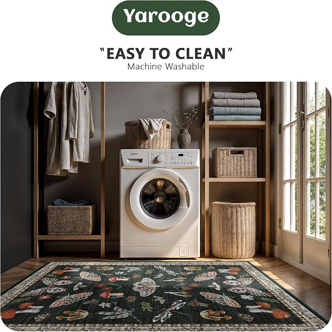 8x10 Area Rugs, Insect Ultra Soft Washable Rug Non Slip with Rubber Back, Stain Resistant Rugs for Living Room, Bedroom, Dining Room(Black Butterfly)