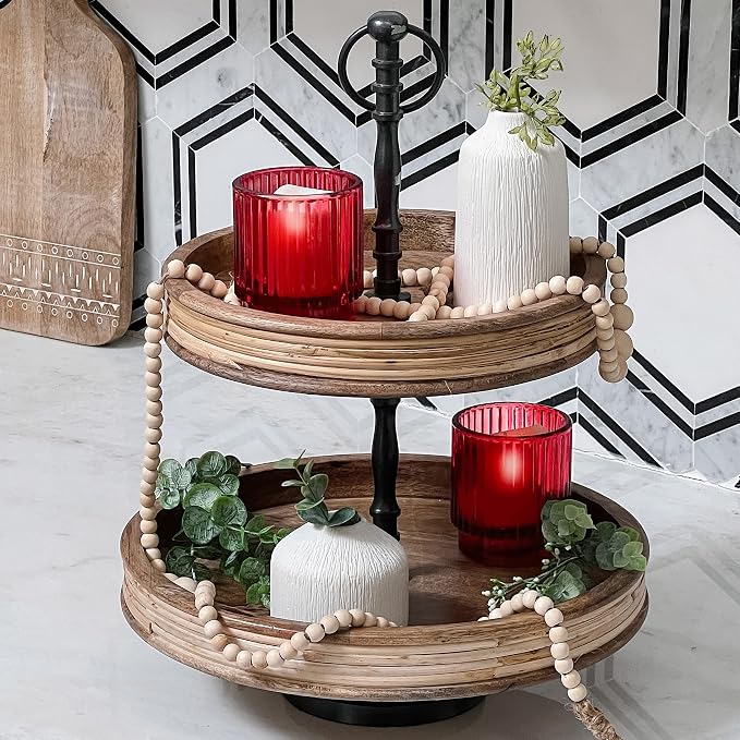 Kate Aspen Vintage Ribbed Red Glass Candle Holders Set of 6 - Votive & Tealight Candle Holder Decor for Holiday Table Decor, Christmas Dining Tablescape, Fall & Boho Home Accents (27206RD)