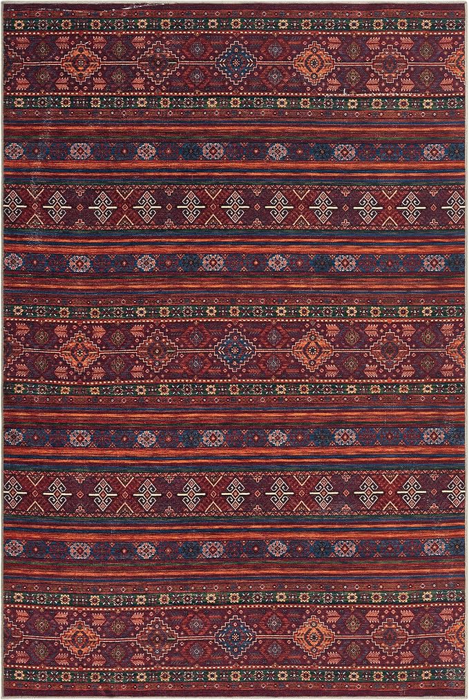 Keen Home Design 6x9 Rug - Machine Washable Area Rug with Non-Slip Backing, Ideal for Living Room, Dining Room, Bedroom - Vintage, Easy Clean, Durable, Low Pile Rug - (6' x 9')