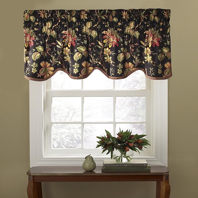 Waverly Felicite Noir Valance - 100% Cotton Sateen - 50" X 15"