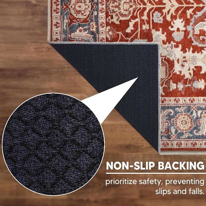 Keen Home Design 30"x144" Rug - Machine Washable Runner Rug with Non-Slip Backing, Ideal for Hallway, Entryway, Kitchen, Laundry Room - Vintage, Easy Clean, Durable, Low Pile - (2'6" x 12')