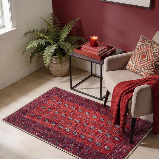 Keen Home Design 2x3 Rug - Machine Washable Entry Rug with Non-Slip Backing, Ideal for Enteryway, Kitchen, Bathroom, Laundry Room - Vintage, Easy Clean, Durable, Low Pile Rug - (2' x 3')