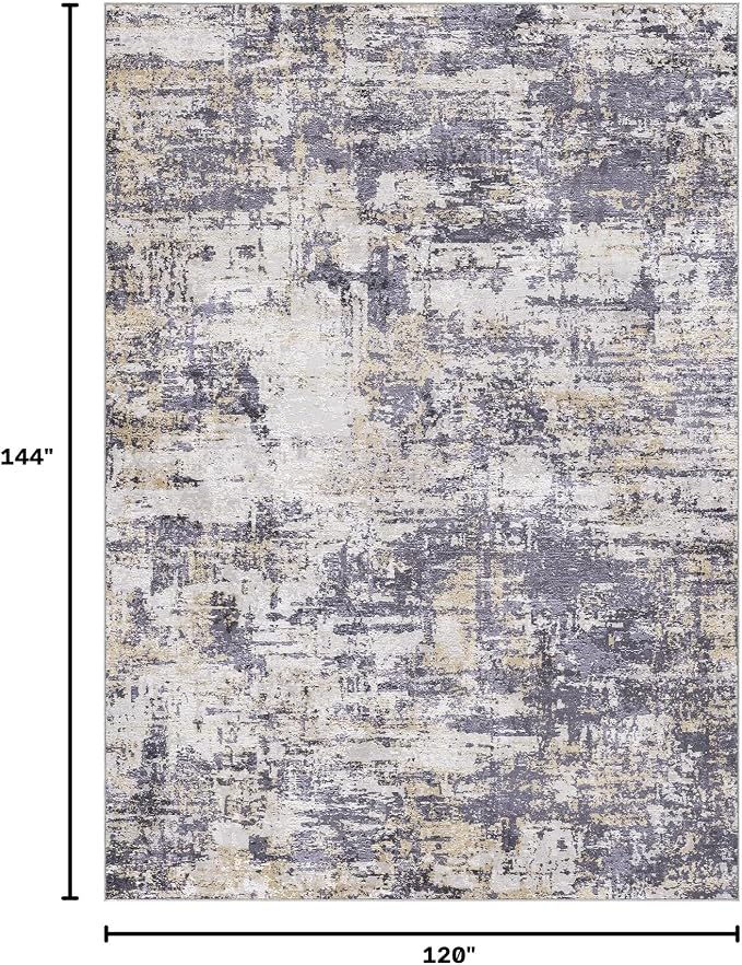 Tortania Area Rug Living Room Rugs - 10x12 Modern Abstract Neutral Large Soft Thin Rugs - Non Slip Indoor Carpet for Bedroom Dining Room Office Nursery Home Floor Decoration - Purple