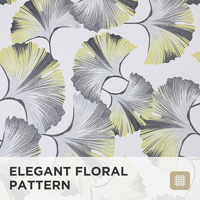 Joydeco Printed Curtains 96 inches Long,Light Yellow Floral Blackout Curtains for Living Room 2 Panels,52 x 96 inch Rod Pocket Thermal Insulated Bohemian Drapes for Farmhouse,Bedroom,White
