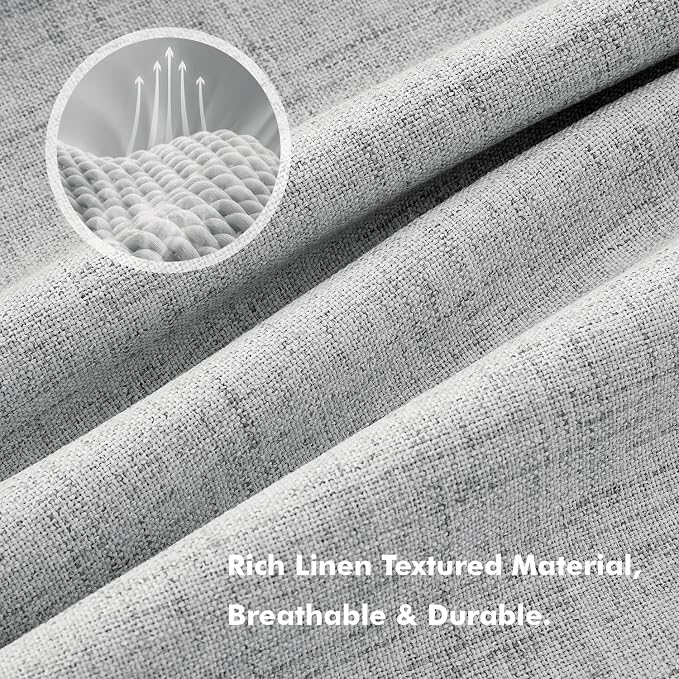 MIULEE 100% Blackout Linen Curtains for Bedroom, Grey Solid Luxury Decor Thermal Insulation Room Darkening Drapes for Living Room Back Tab Rod Pocket 42 x 84 Inches, 2 Panels